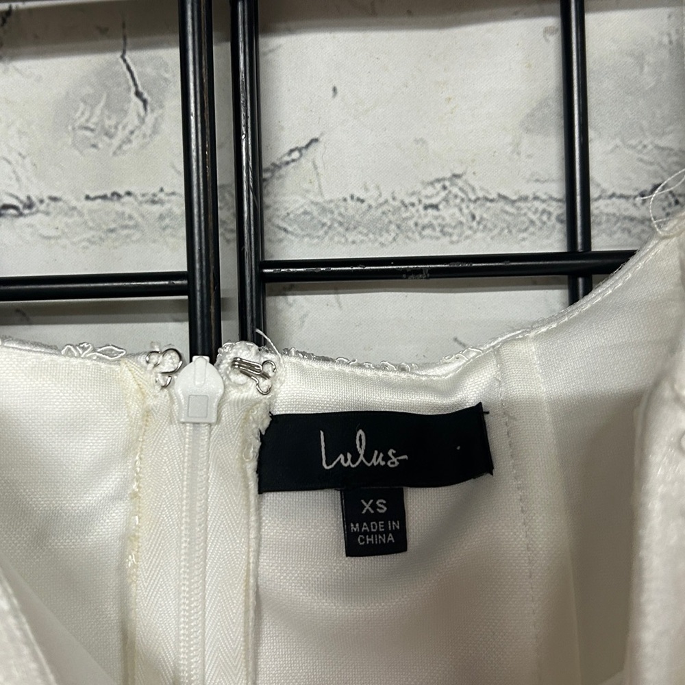 Lulu’s Avid Admiration White Embroidered Sequin Puff Sleeve Mini Dress - Picture 6 of 8